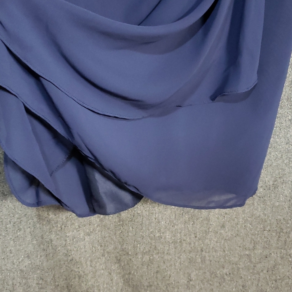 ^David’s Bridal Periwinkle Chiffon Floral Dress - Picture 7 of 14